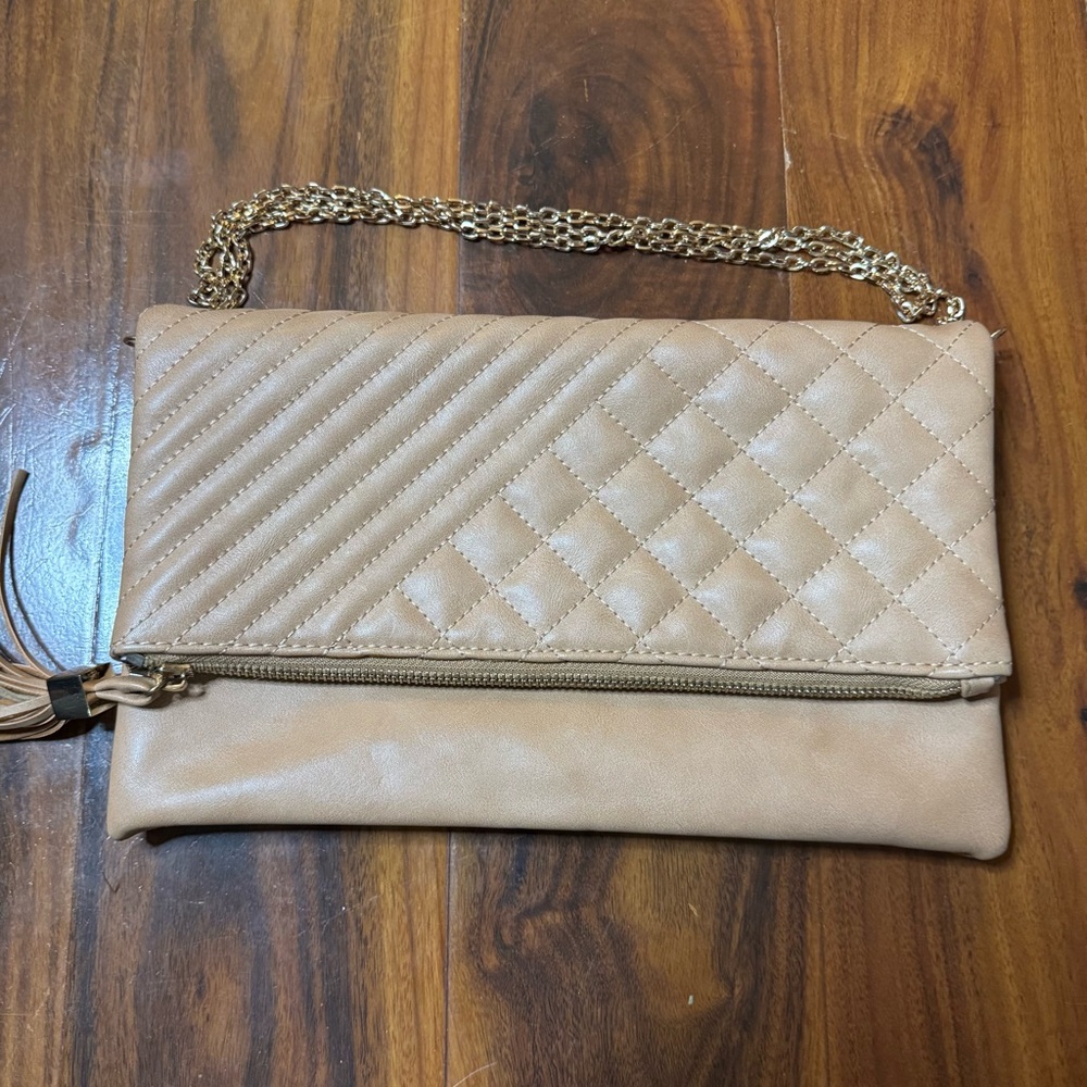 Urban Expressions Tan Quilted Clutch